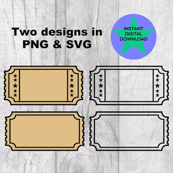 Ticket Template SVG, Ticket Svg, Ticket Png, Cricut Friendly, Ticket Outline, PNG & SVG Files, Custom Ticket Design, Commercial Licence!