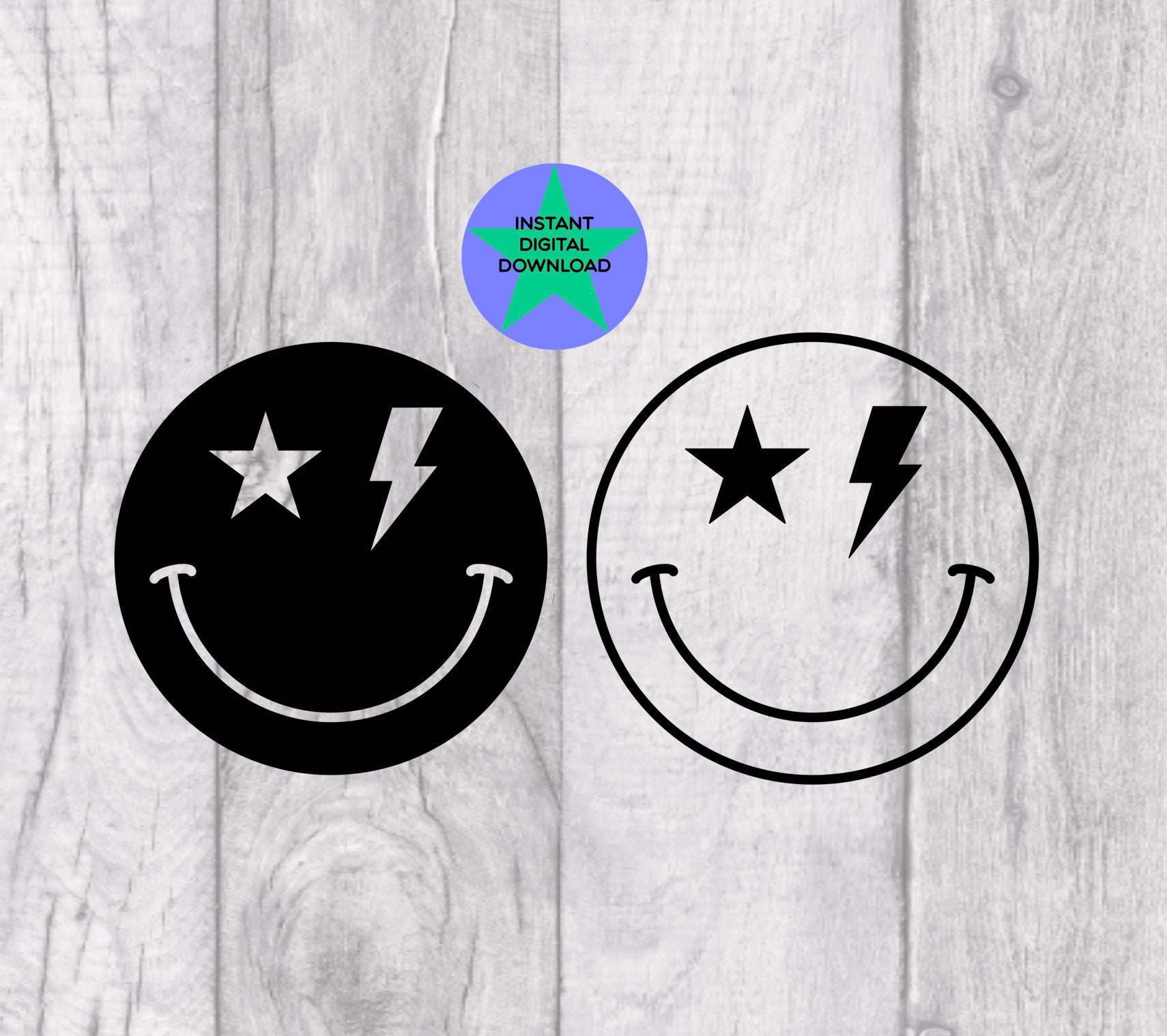 Smiley Face Star Lightning Bolt Png Smile Png Happy Face Etsy Ireland