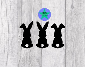 Easter Bunnies Trio PNG Files, Cricut Friendly (Digital Download)