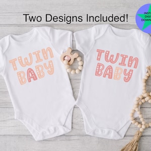 Twin Baby Design, Twin Baby Boho Design, Baby A Baby B, Sublimation Design, Cricut Friendly, Twins Design, 2 Png Files, Digital Download.