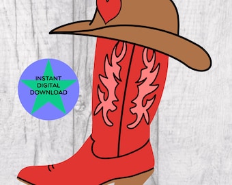 Valentines Cowboy Boot PNG, Cowgirl Boots Sublimation Design (Digital Download)