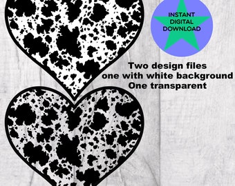 Cow Print Heart, PNG SVG, Commercial License (Digital Download)