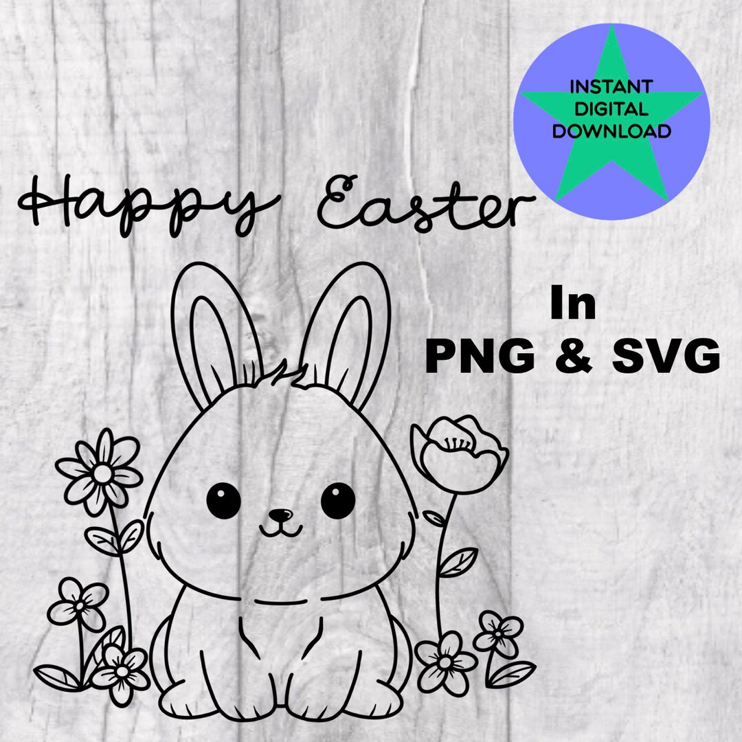 Easter Bunny SVG, Hand Drawn Rabbit Design (digital Download - Etsy