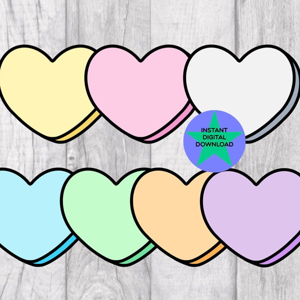 Conversation Heart Blanks With 14 Word Files, PNG, Digital Download, Commercial Use, Transparent Background