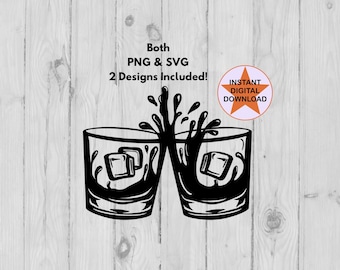 Whiskey Cheers SVG, Whiskey Glasses Clipart (Digital Download)
