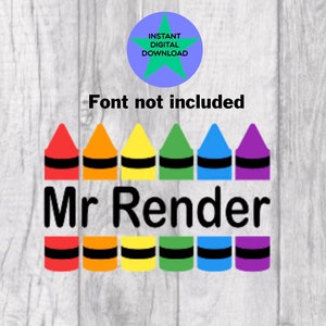 Crayon Monogram, Teacher Gift, Nursery School, Split Monogram png, Cricut Friendly, Png, Licence commerciale.
