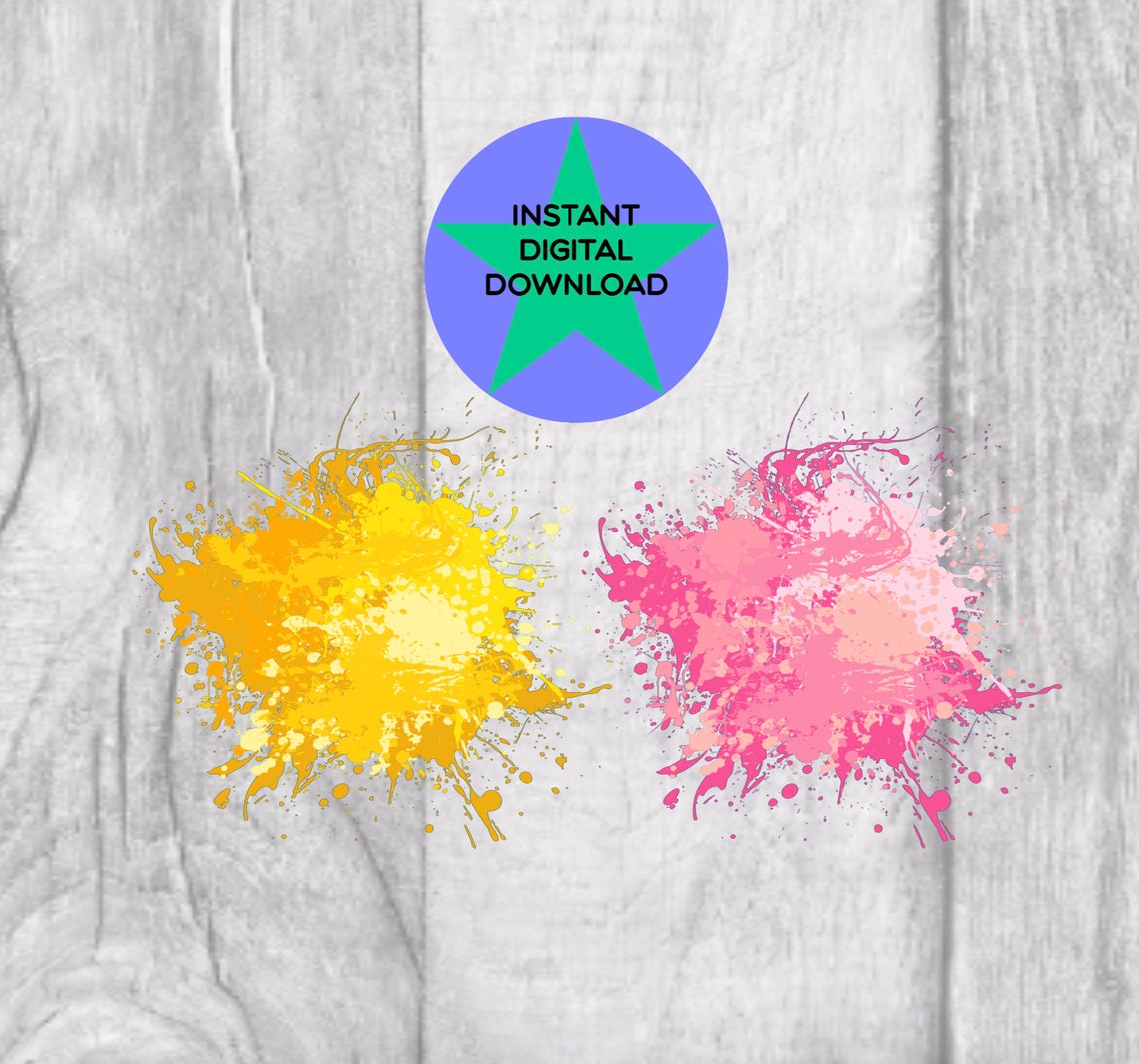 Colourful Transparent Paint Splatter Sublimation Design Etsy