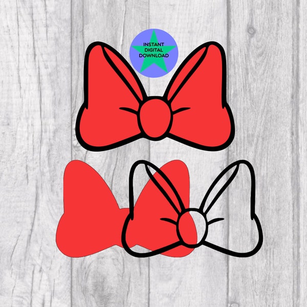 Hair Bow Svg, Head Bow Svg, Character Bow Svg, Red Bow, Plain Bow Outline, Cricut, , Silhouette,  Png & vg.