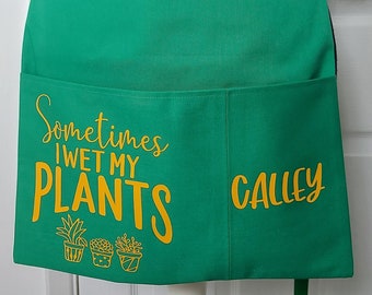 Personalised Gardening Apron handmade Wet Plants fabric apron 2 pockets great present  Mothers Day, Birthday, Teachers gift, Christmas