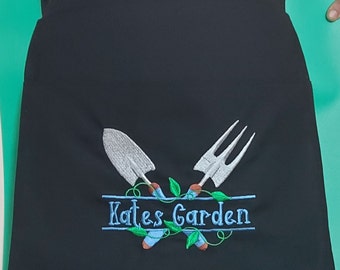 Personalised Gardening Apron handmade fabric apron 2 pockets 5 colours to choose from great gift for Birthdays, Christmas