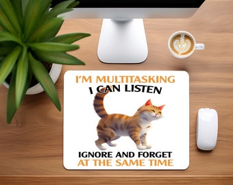 Mouse Mat/Pad home office, desktop, laptop handmade multitasking cat