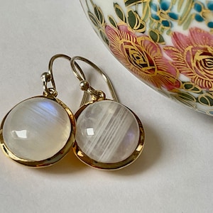 Moonstone Earrings Silver Gold