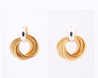 Stud earrings Circles gold and silver