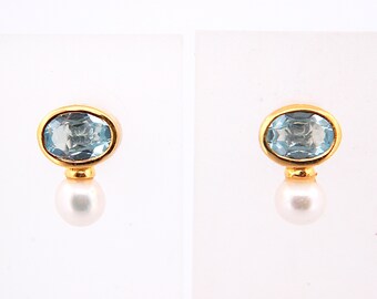 Earrings with topaz and freshwater pearls