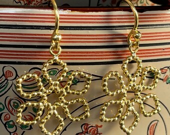 Gold-plated silver earrings "Flower".