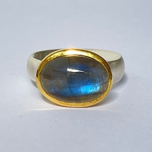 Labradorit Ring in Silber Gold,