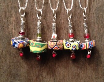 Inspiration Wheel Pendants  vintage African millefiori bead