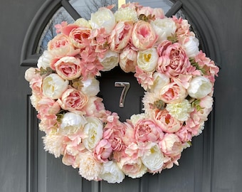 Blush pink peony wreath