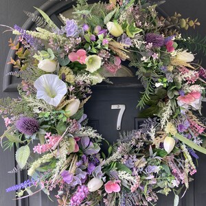 Artificial Wildflower Wreath, Eucalyptus & Lavender, 55cm image 5