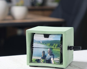 Personalized Mini Flipbook Machine, Green Concrete, Birthday, Anniversary, Wedding, Christmas, Photo, Handmade Gift For Him Her