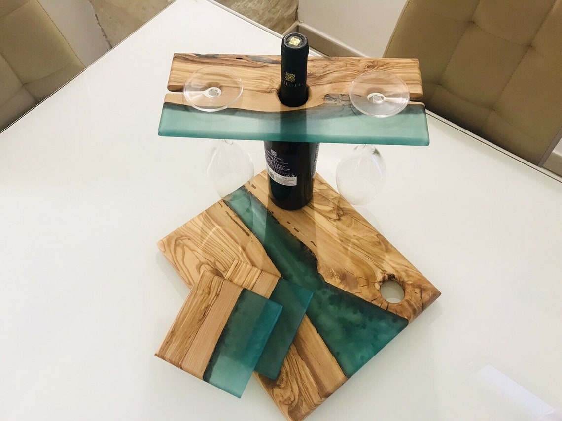 Olivewood Resin Cutting Board SET Olive wood and epoxy resin Etsy