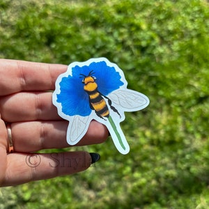 Floral Bee Sticker Decals, Garden Themed Vinyl Decal, Nature Lover Gift, Laptop Sticker, Cute Bumblebee Art, Spring Decor, Honey Bee Wall