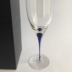 6 x Orrefors Intermezzo light blue, wine glasses, design Erika Lagerbielke, Sweden, white wine, transparent, light blue, vintage