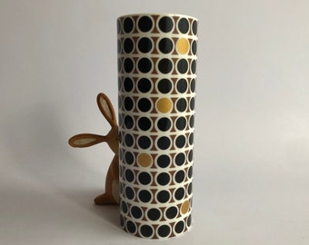 Jan Bontjes van Beek Design pour Rosenthal, Ligne Studio, Vase design porcelaine, brillant, décor circulaire, années 50, 15,8 cm2