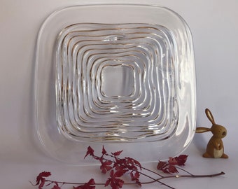 Vintage crystal plate, cake plate, modern design, Nachtmann crystal, art glass, 32 cm
