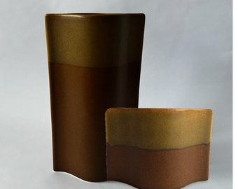 Karl Scheid for Rosenthal Studio Line, ceramic vase set, matt, earthy glazes, West German ceramics, Mid Century, 60s 70s,
