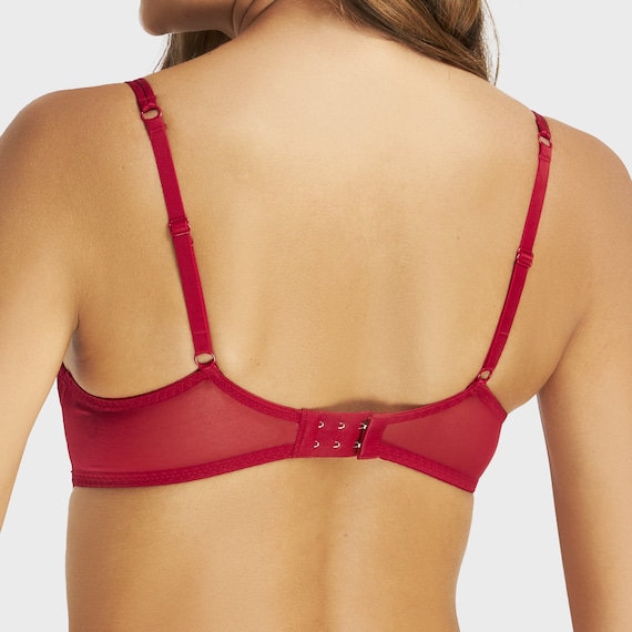 Red Merlot Cross Over Sexy Sensual Lingerie Lace Balconette Bra