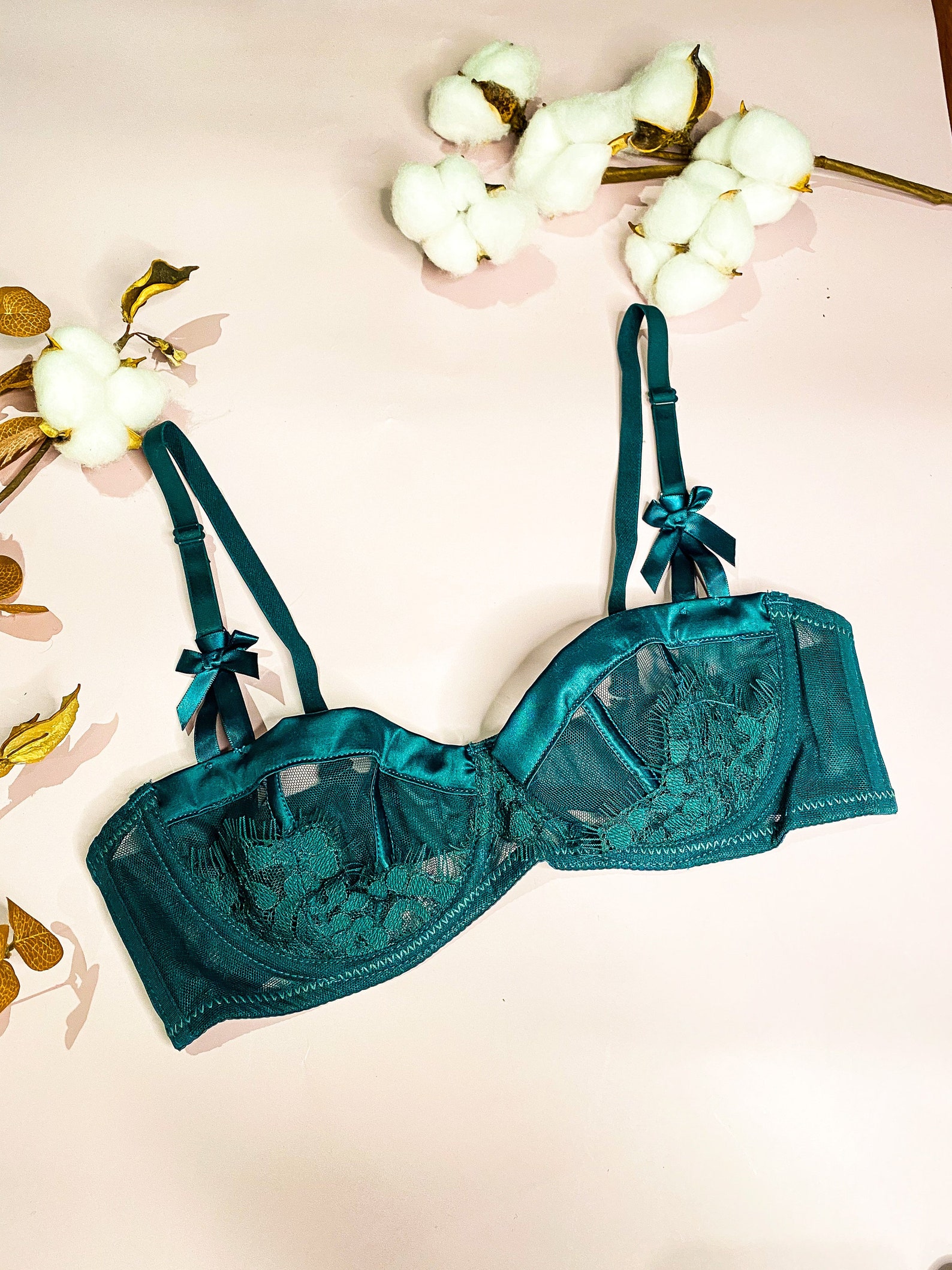 Jade Green balcony bra / green lace bra / green / Etsy