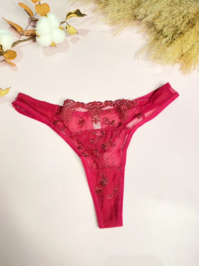 Cherry Red lace thong panty / red thong / red panty / lace | Etsy