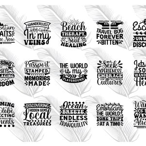 Reise-Zitate, Fernweh-Sätze, digitaler Download, Dxf, Png, Eps, SVG-Bundle, Schnittdatei für Cricut, Reisen PNG, Silhouette, Urlaub Shirts