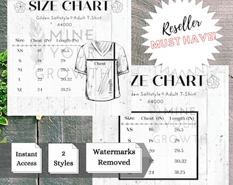 Gildan 64000 Size Chart | Unisex Softstyle 64000 Size Chart | GILDAN Reseller Mock Up Size Chart | Gildan Adult T-Shirt Mock Up Size Chart