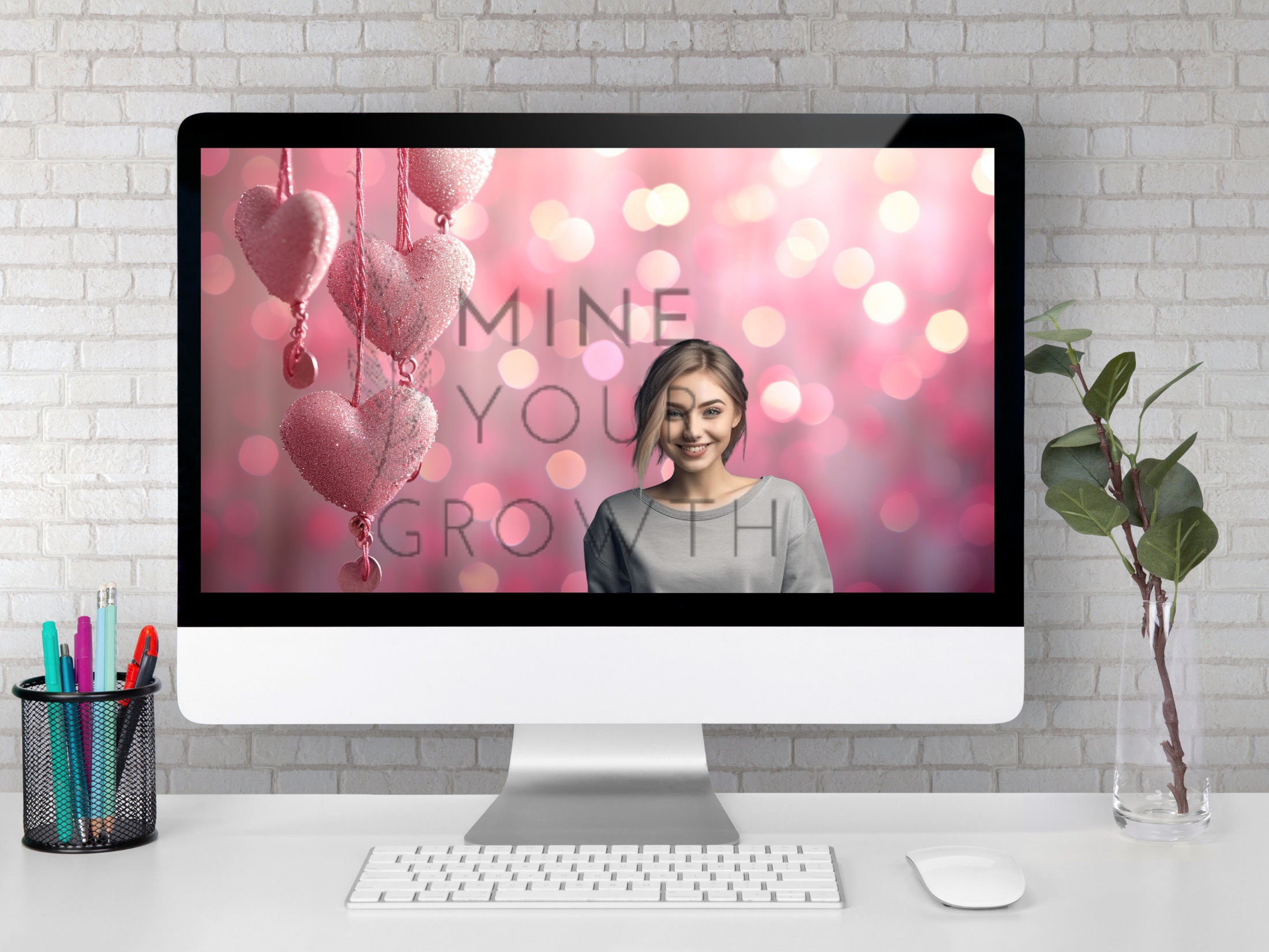 Valentines Day, Virtual Background, Vtuber Banner, Zoom, Teams, Pink ...