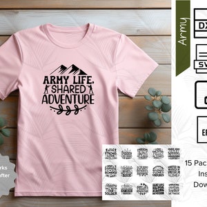 Army Proud, Army Spouse, U.S. Army Military Cut Files for Cricut, Svg, Eps, Dxf, Png Bundle, Army Svg Files, Instant Download, Digital Files