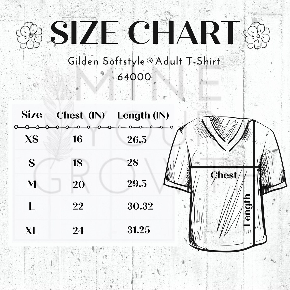 unisex gildan size chart