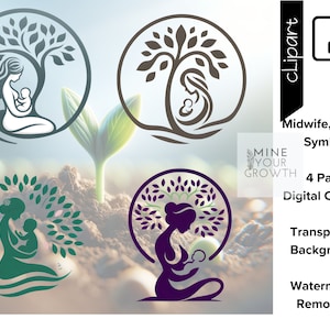 Parteira, Doula, Símbolos de Maternidade, Emblemas, Logotipos, Parto, Gravidez, Árvore da Vida, Cuidados Pré-natais de Maternidade, Clip Art PNG
