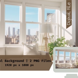 New York Cityscape Apartment Backdrop, Virtual Office Background for  Teams,  Zoom, GMail, Work from Home, Digital Wallpaper, Download PNGs