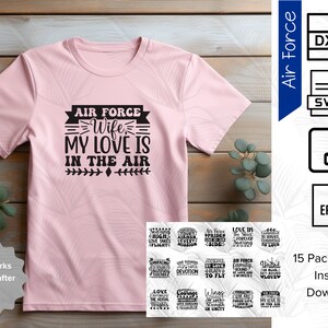 Proud Air Force Wife, U.S. Air Force, Military, Patriotic svg, dxf, svg, eps, png Bundles, Instant Printable, Cricut & Silhouette Cut Files