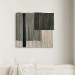 Modern Macrame Wall Hanging: Sage Olive Green Fiber Art Wall Decor