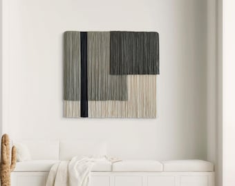 Modern Macrame Wall Hanging: Sage Olive Green Fiber Art Wall Decor