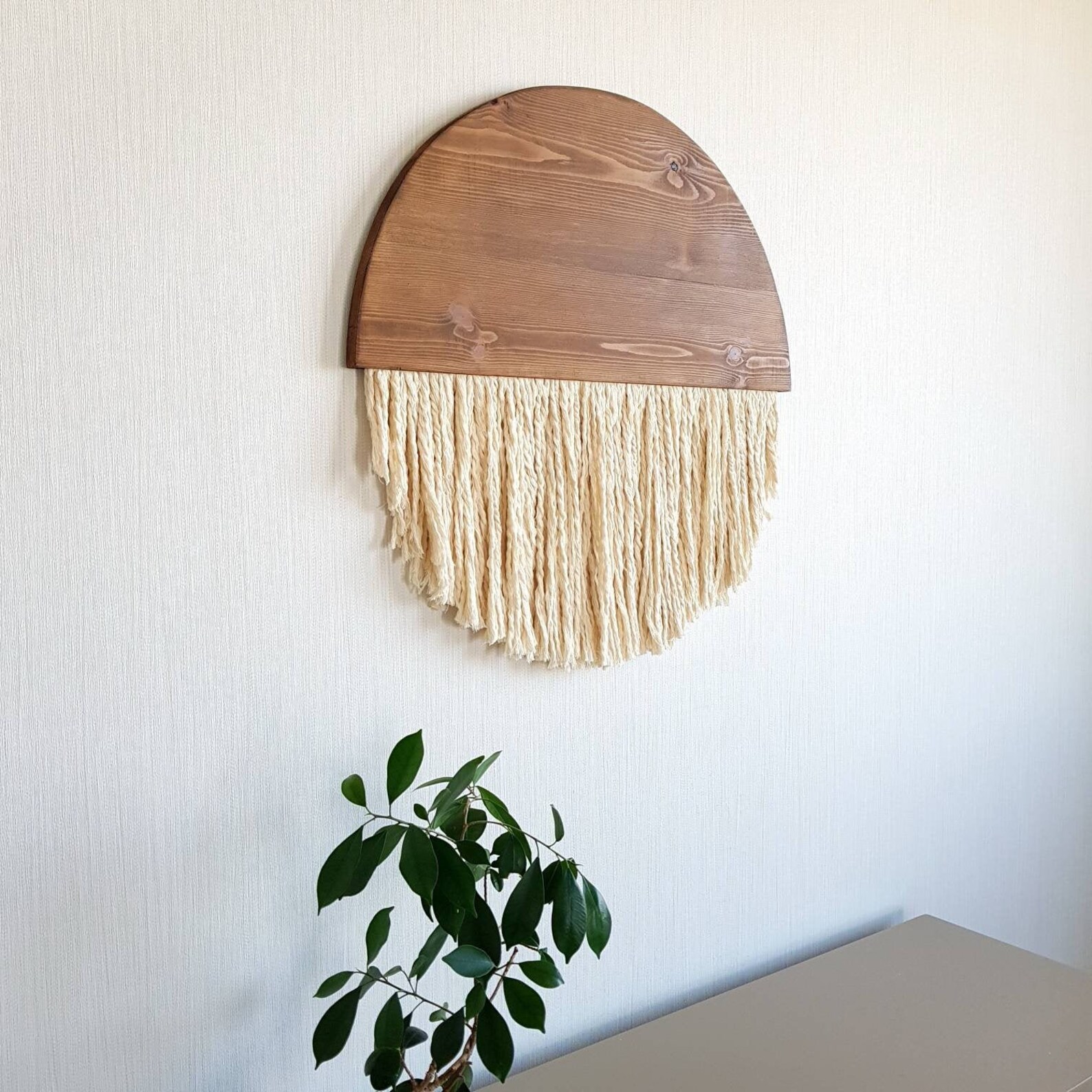 Bohemian Fiber Art Wall Hanging Round Macrame Wall Hanging Etsy