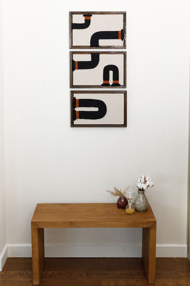 3 Frame Rope Wall Art Framed Fiber Art Minimalist Abstract Etsy