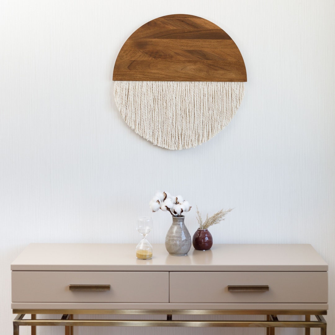 Bohemian Fiber Art Wall Hanging Round Macrame Wall Hanging Modern