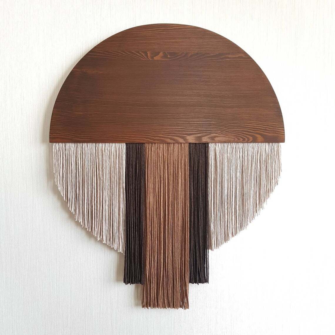 Round Fiber Art Wall Hanging Wood Wall Art Textile Wall Etsy Australia