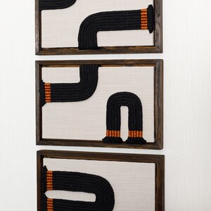 3 Frame Rope Wall Art | Framed Fiber Art | Minimalist Abstract Wall Art ...