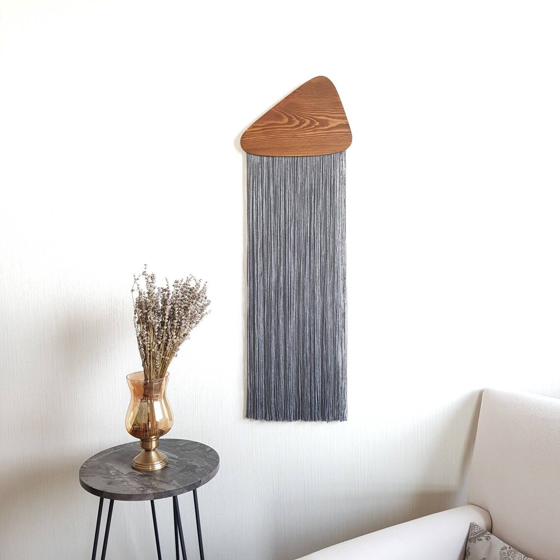 Yarn and Wood Wall Hanging Boho Wall Decor Fringe Wall Etsy