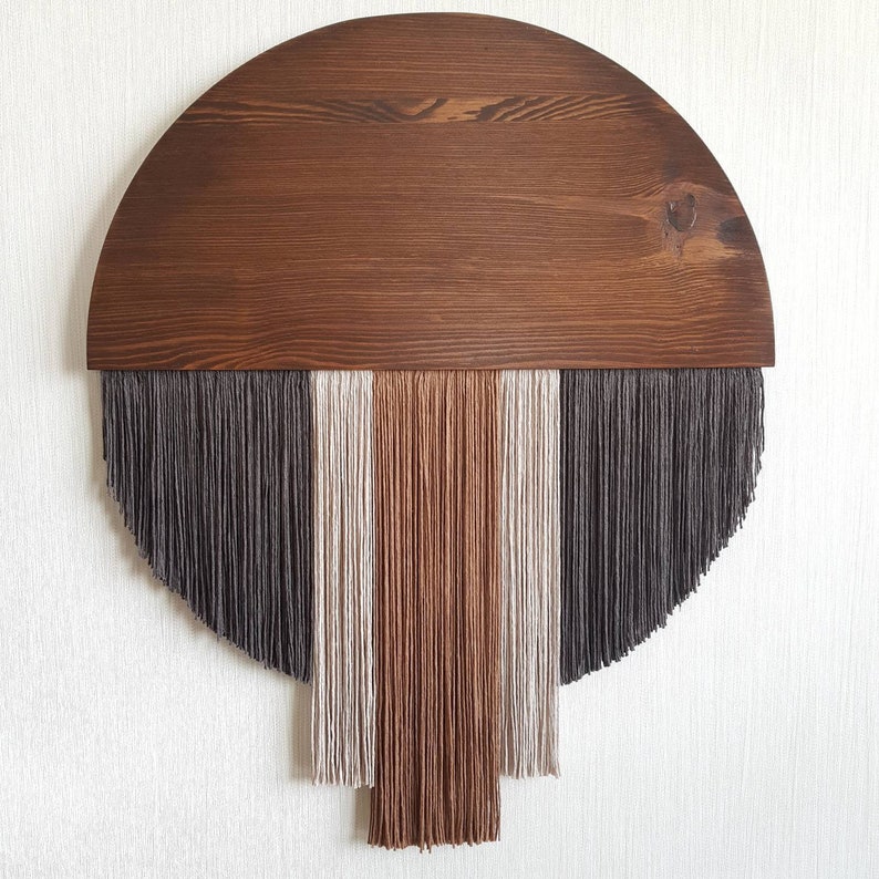 Boho Fiber Art Rope Art Wall Decor Round Fiber Wood Wall Etsy